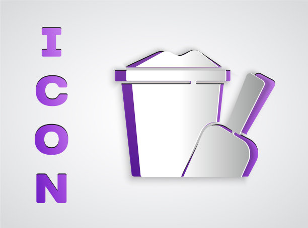 砂纸切割在桶与铲子图标隔离图片下载