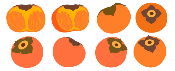 柿子。整个柿子和一半的柿子图片下载