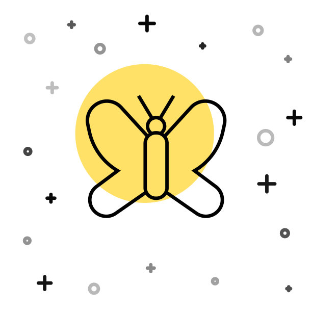 黑线蝴蝶图标孤立在白色上图片下载