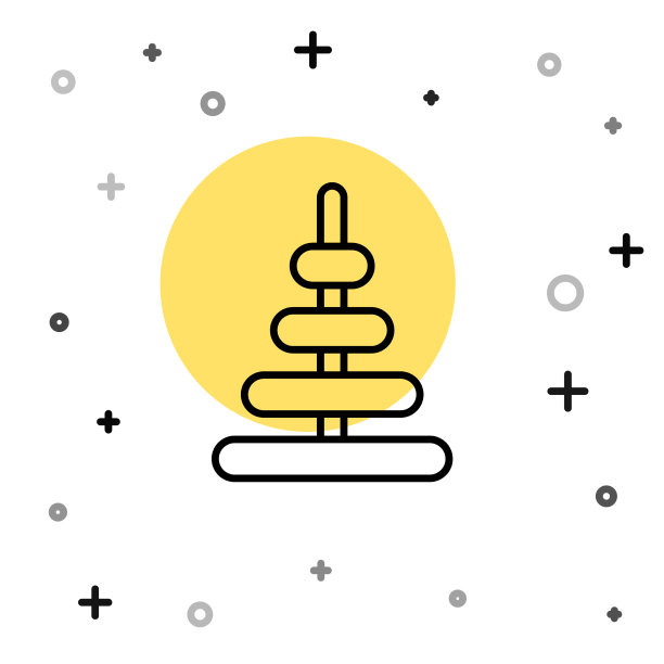 黑线金字塔玩具图标孤立在白色图片下载