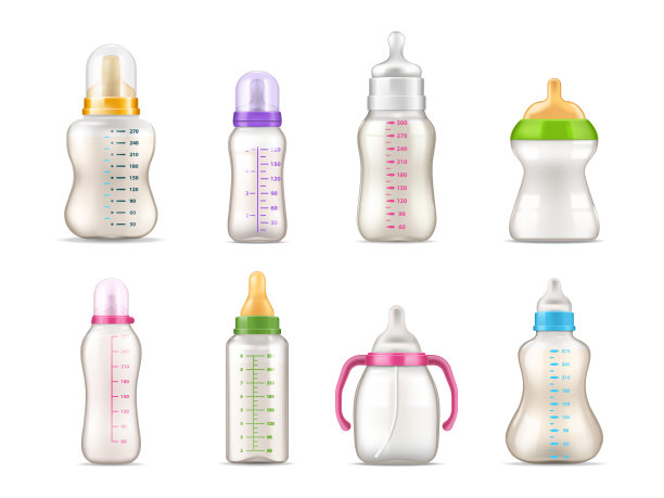 奶瓶喂奶器逼真的3d图片下载