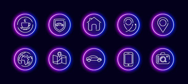 设置17个汽车旅行图标图片下载