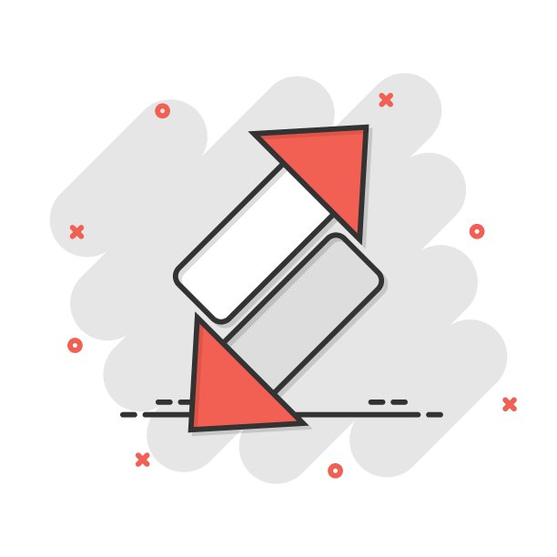 反向箭头标志图标在漫画风格。在白色孤立的背景上刷新矢量卡通插图。重新加载业务概念飞溅效果。图片下载