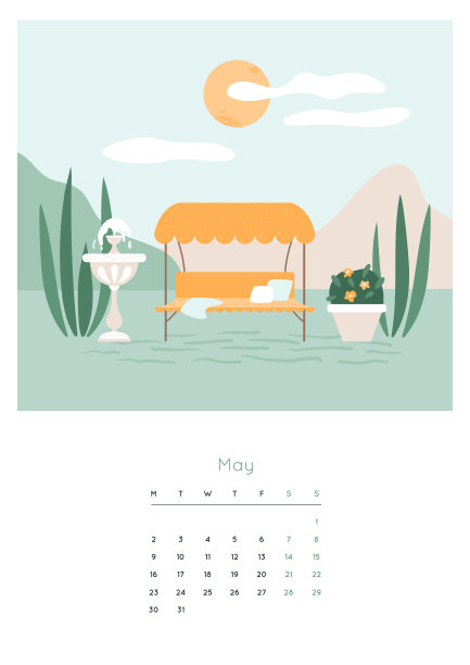 2022年日历。五月分月页。图片下载