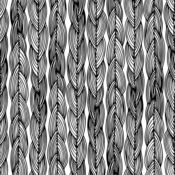 黑色和白色无缝图案从辫子或小麦图片下载
