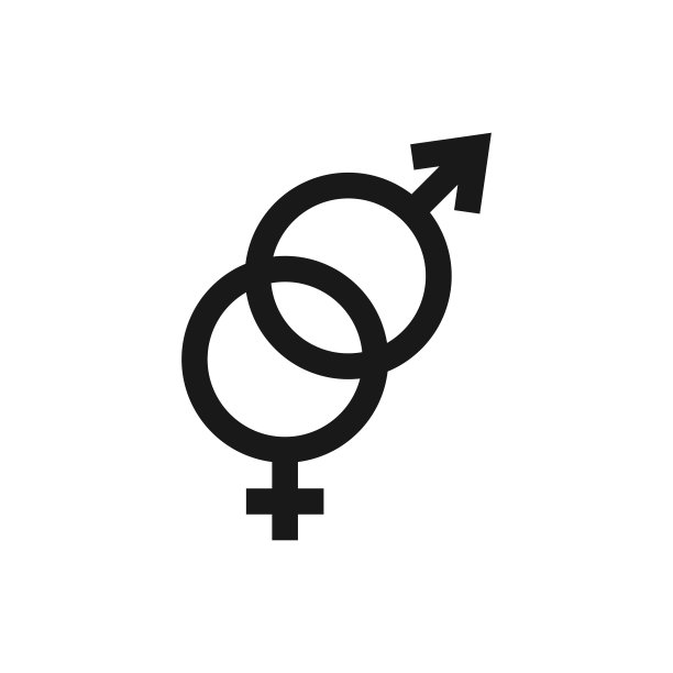 将“男性”和“女性”符号联系起来，作为异性恋的象征。矢量股票黑色图标孤立在白色背景。图片下载