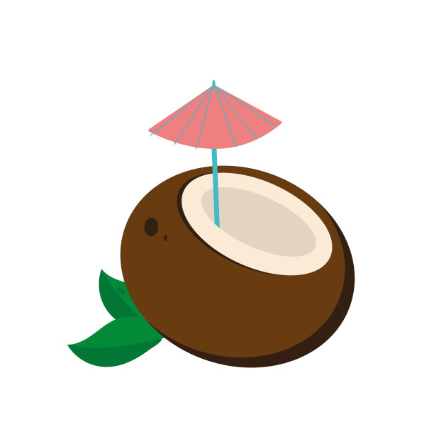 椰草和伞，夏日饮品。夏季设计的一个元素。一个孤立的对象。矢量插图。每股收益10。图片下载