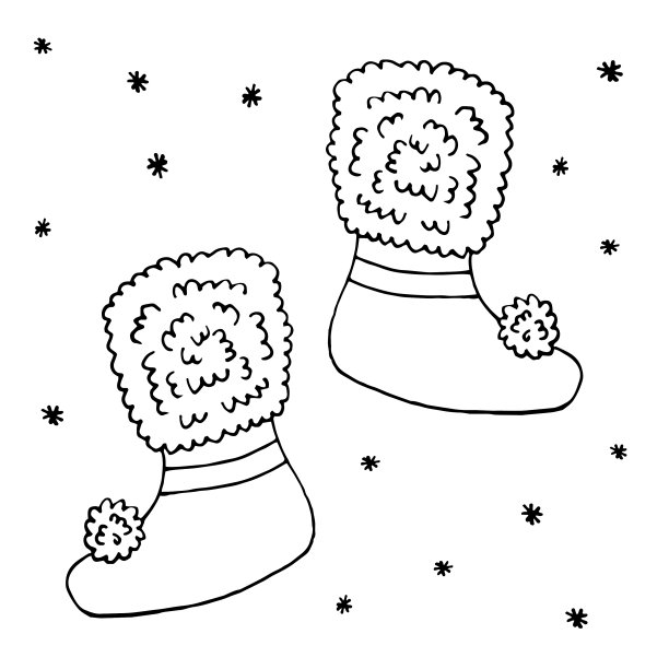 冬季暖靴是手工绘制的线性风格图片下载