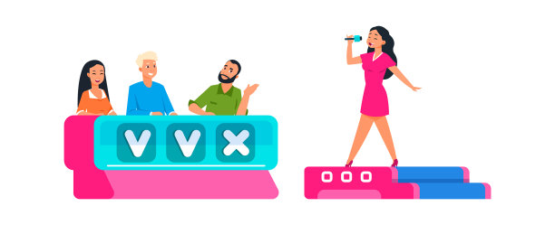 电视节目中的女评委在舞台上唱歌图片下载