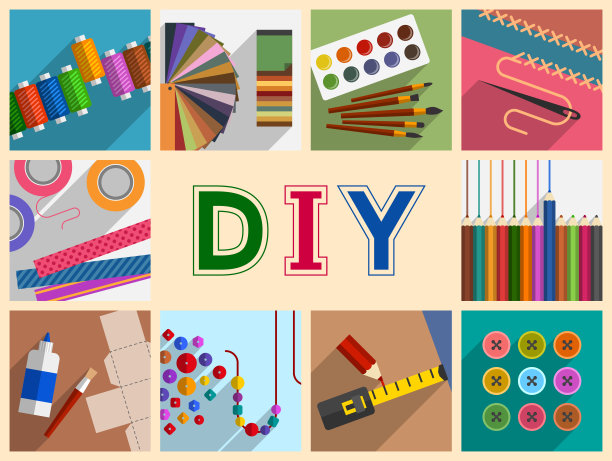 收集主题和工具DIY项目，创造性的爱好图片下载
