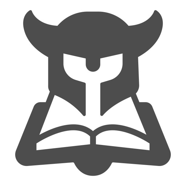 头盔与角，书坚实的图标，儿童书籍日概念，维京装甲矢量标志在白色背景，书和头盔字形风格的移动概念和网页设计。矢量图形。图片下载