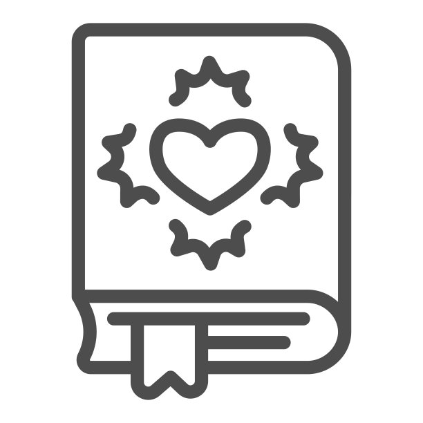 书与心，新颖的线图标，儿童图书日概念，新颖的向量标志上的白色背景，新颖的书大纲风格的移动概念和网页设计。矢量图形。图片下载