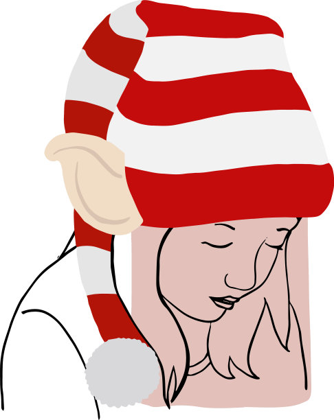 手绘一个白人女孩的轮廓肖像图片下载