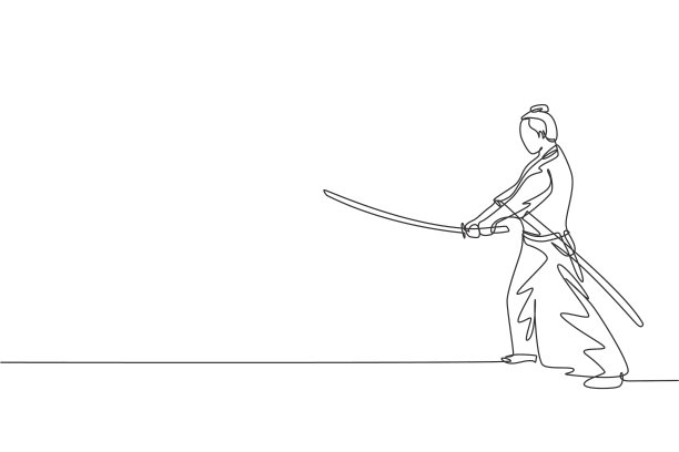 单线连续画年轻强壮图片下载