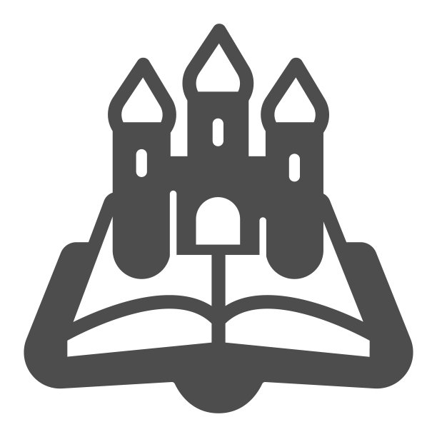 打开书城堡固体图标，儿童图书日概念，城堡，女王，国王矢量标志上的白色背景，书和城堡象形文字风格的移动概念和网页设计。矢量图形。图片下载