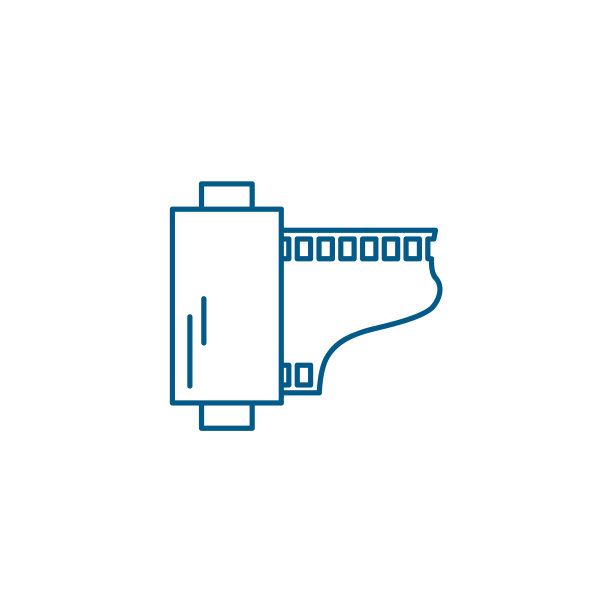 胶片带线蓝色图标上的白色背景图片下载