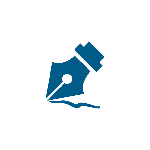 钢笔笔尖蓝色图标上的白色背景图片下载