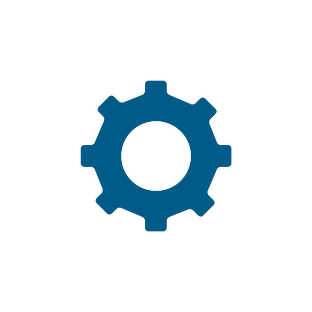 齿轮蓝色图标上的白色背景蓝色平风格图片下载