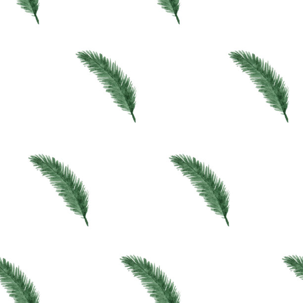 数码纸绿叶背景无缝花卉图案简单涂鸦可爱打印水彩插图图片下载