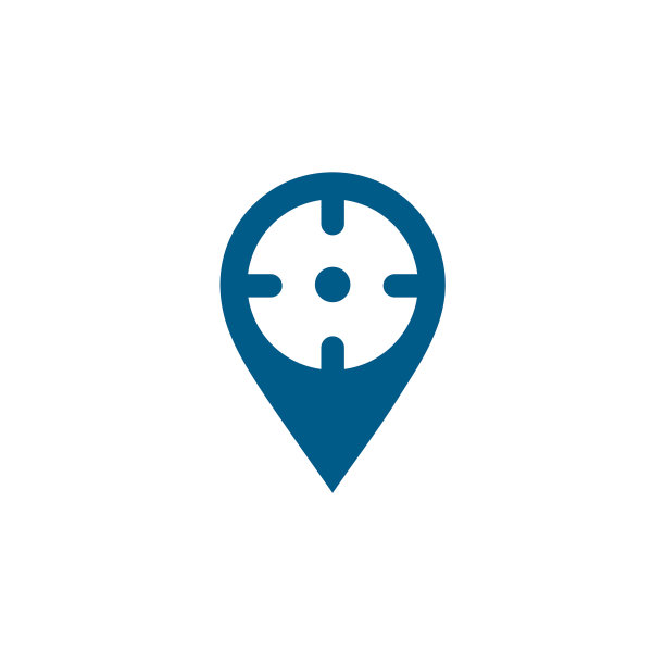 定位器蓝色图标在白色背景蓝色平坦图片下载