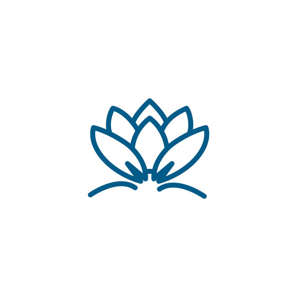 睡莲线蓝色图标上的白色背景图片下载