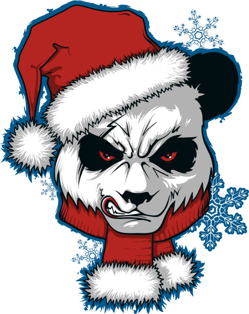 圣诞海报与形象熊猫肖像图片下载