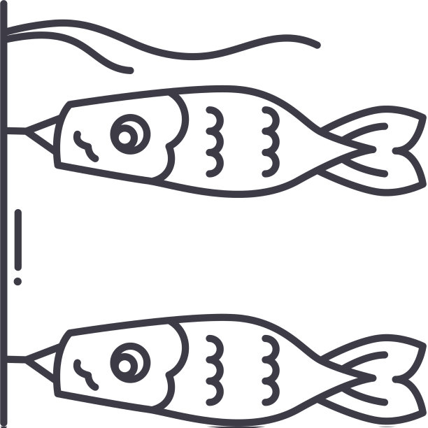 鲤鱼旗的图标线形孤立薄图片下载