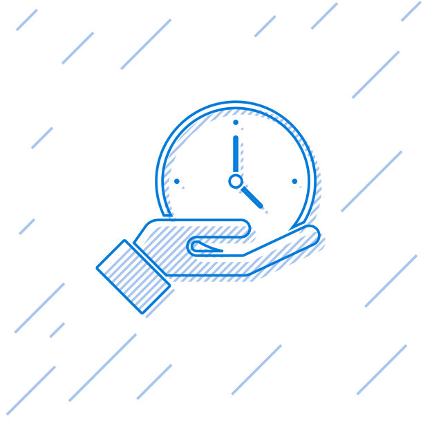 蓝色线时钟图标隔离在白色背景图片下载