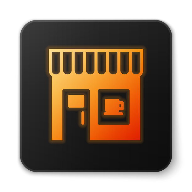 橙色霓虹灯咖啡店图标孤立图片下载