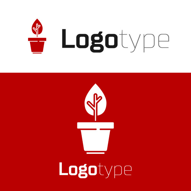 红色植物在盆图标孤立在白色背景图片下载