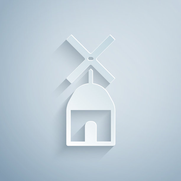 剪纸风车图标孤立在灰色图片下载