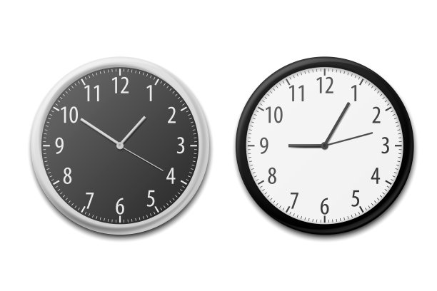 现实简单的圆墙办公室时钟。矢量插图。图片下载