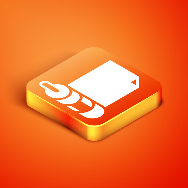 等距卷纸图标隔离在橙色上图片下载