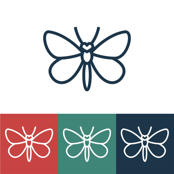 带蝴蝶的线性矢量图标图片下载