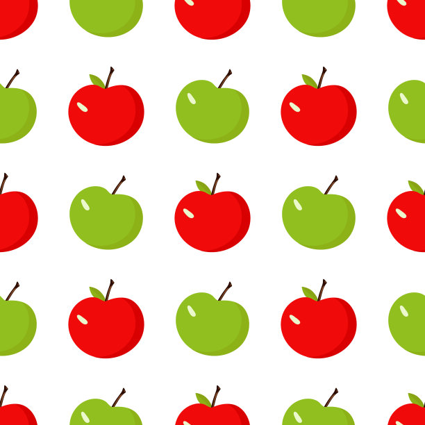 红苹果和绿苹果在明亮背景上的图案图片下载