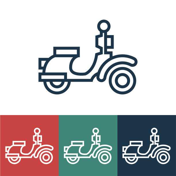 线性矢量图标与摩托车图片下载