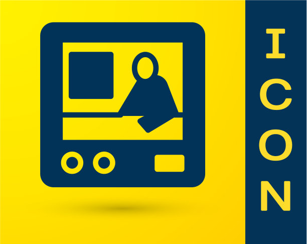 蓝色电视报道图标孤立在黄色上图片下载