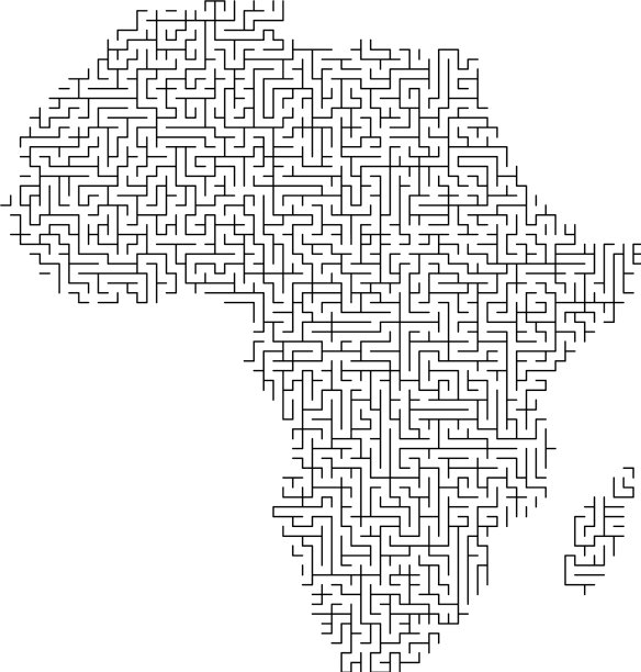 非洲大陆地图由黑色图案绘制而成图片下载