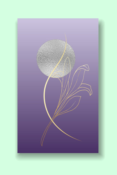 金色的树叶和花朵矢量画墙。圆圈是银色的。抽象形状的波西米亚树叶线画。抽象植物设计用于印刷品，封面，墙纸，最小设计图片下载