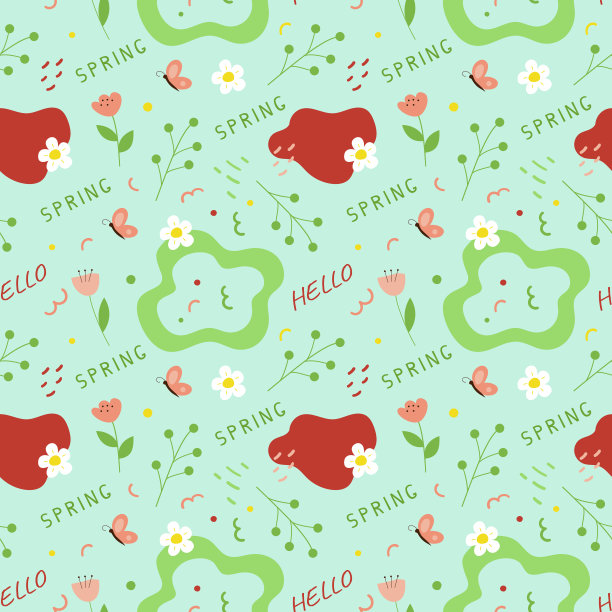 春天的蓝色背景在涂鸦风格与抽象元素。图片下载