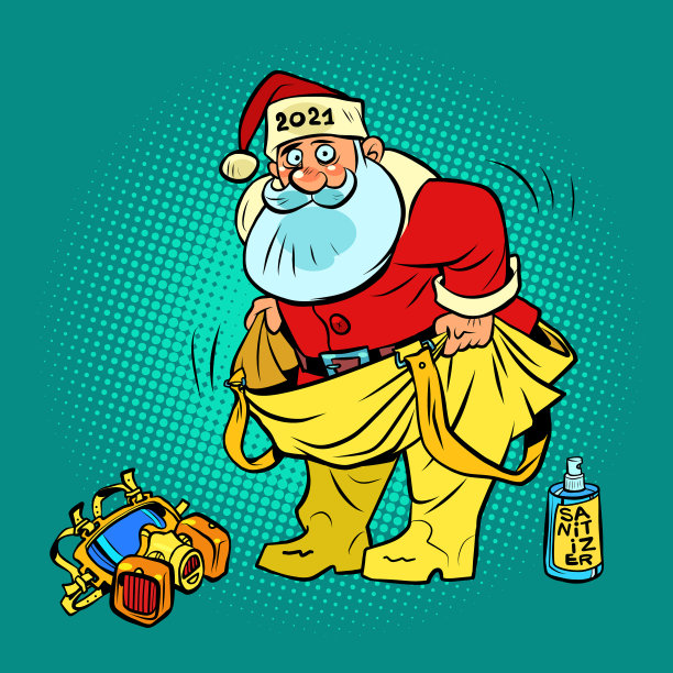 滑稽的圣诞老人2021年在一个保护性医疗图片下载