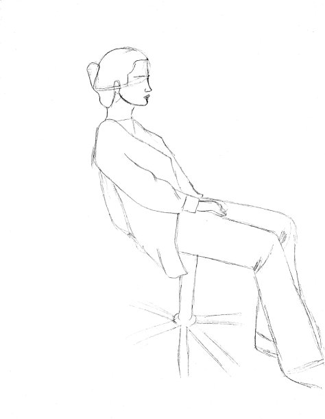 一个女人靠在椅子上的解剖画图片下载