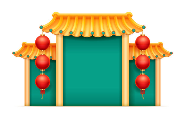 寺庙以竹林与中国风格隔绝图片下载