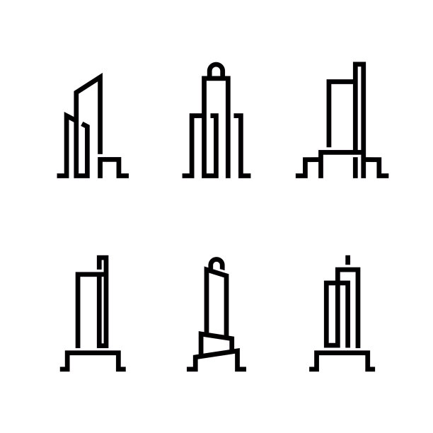 扁平风格建筑图标LOGO矢量素材图片下载