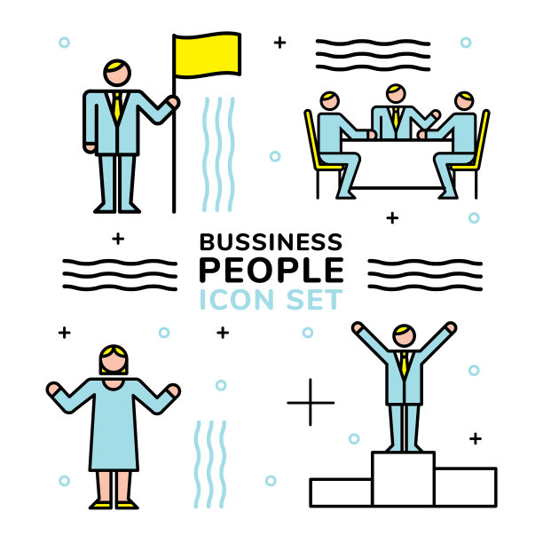 商务人士与旗帜和领奖台团队图片下载