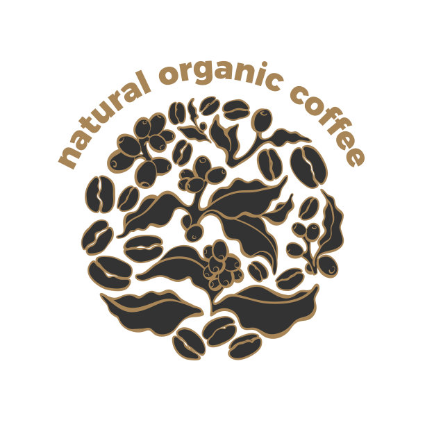 圆咖啡象征自然植物素描图片下载