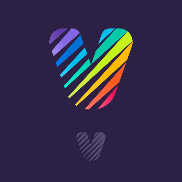 V字标志有多色对角线图片下载