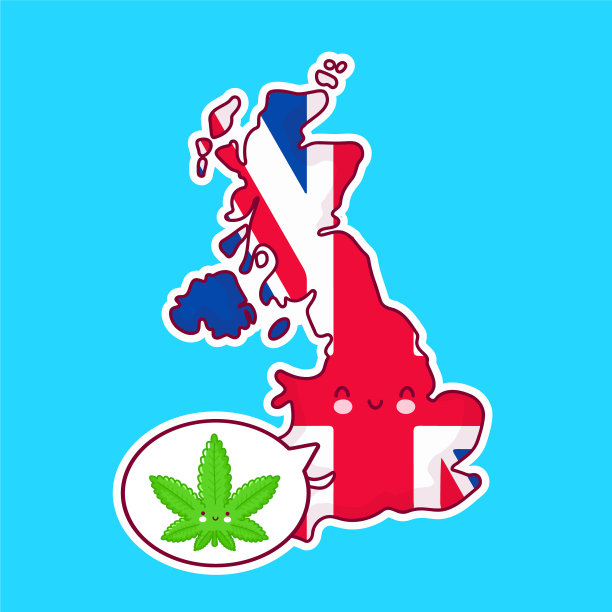 可爱，快乐，有趣的英国地图和旗帜图片下载