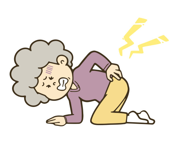 一位背部受伤的资深妇女的插图。图片下载