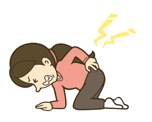 一个背部受伤的女人的插图。图片下载